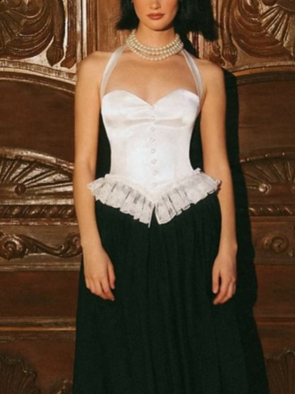 Adeirlina Empress White Lace-Trim Satin Halter Corset Top Romantic Medium NWT - Picture 9 of 9